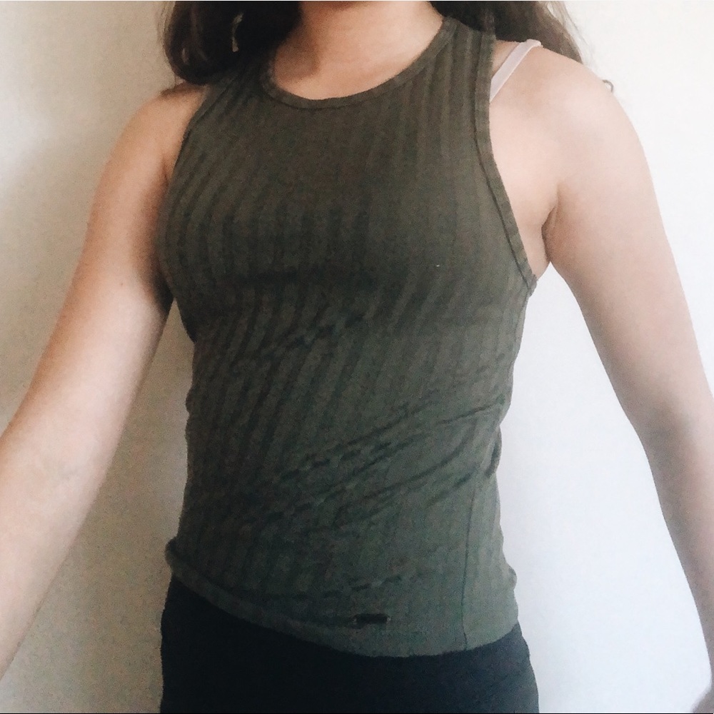 green tank top